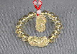 情人節(jié)獻(xiàn)禮 天然黃水晶貔貅手鏈吊墜套裝，招財(cái)辟邪情侶飾品限時(shí)促銷(xiāo)