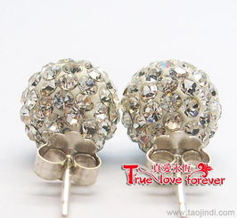 璀璨熱銷，廠家直銷香巴拉8mm軟陶鑲鉆球耳釘——銅鍍銀工藝引領美發飾品新風尚